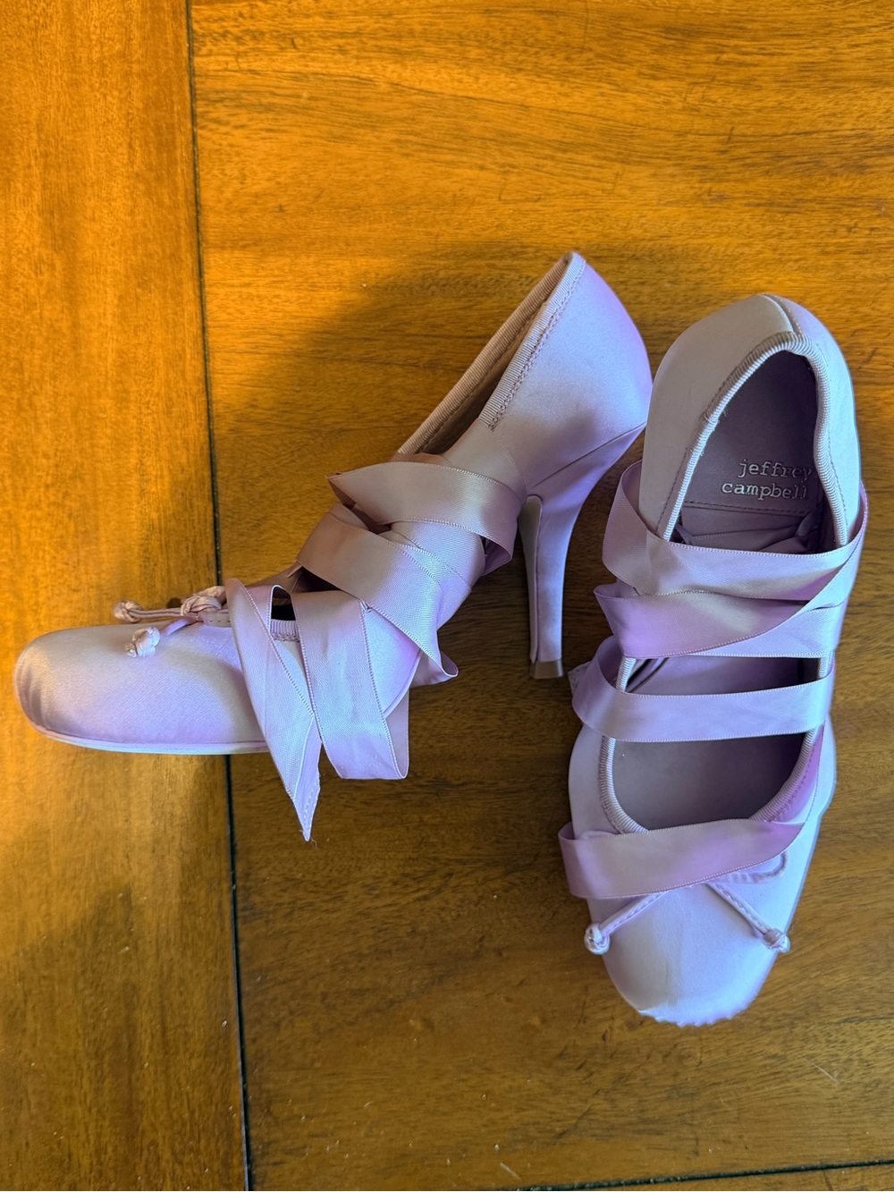 Jeffrey Campbell Lilac Satin Wrap-Ankle High Heel Pump - Picture 2 of 3